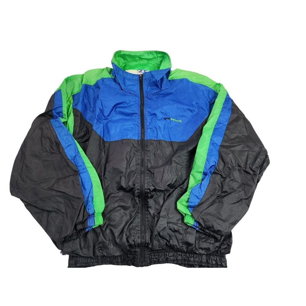 Pro Spirit Size L Large Vintage‎ Windbreaker Jacket Green Blue Black